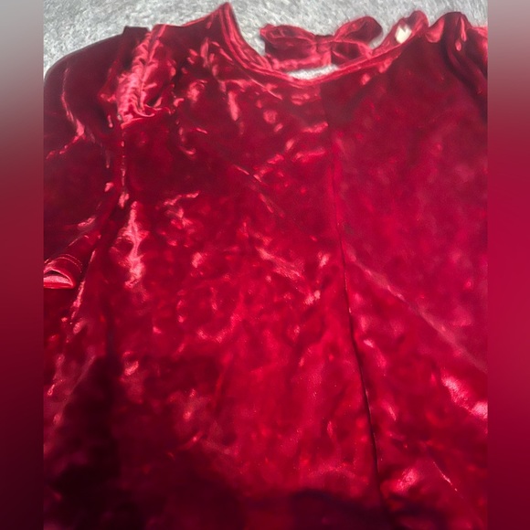 Tucker & Tate New NWT Velvet Long Sleeve Dress in Deep Red Holiday child size M - Picture 5 of 7